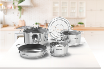 BỘ NỒI CHẢO INOX 5 MÓN EASY COOK SUNHOUSE SHG996E